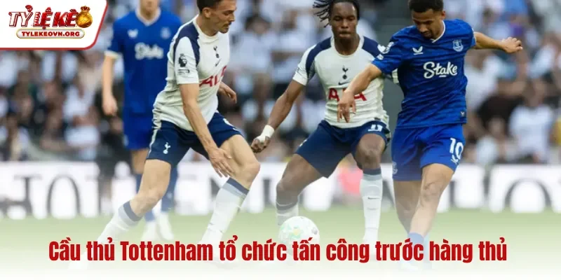 Cầu thủ Tottenham Hotspur tổ chức tấn công trước hàng thủ Cầu thủ Tottenham Hotspur tổ chức tấn công trước hàng thủ